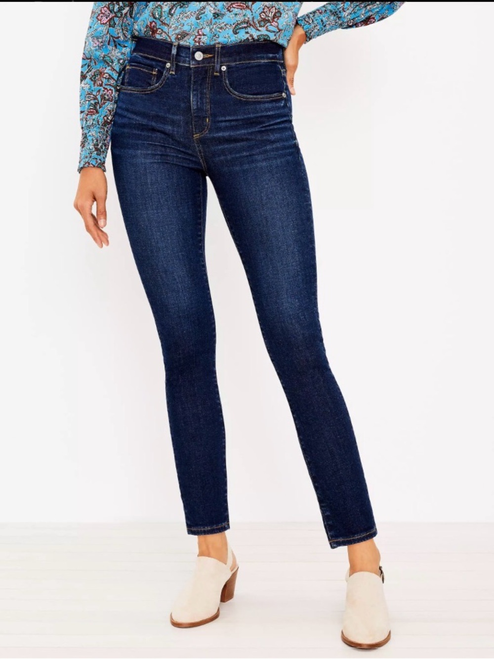 LOFT Women's Skinny Jeans in Dark Blue Wash
